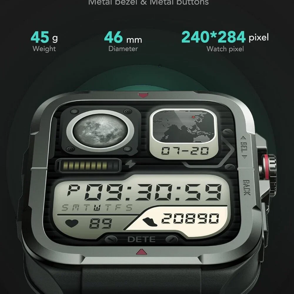 SKG Smart Watch 1.8 in Military Smartwatch for Android iPhone with Alexa R8